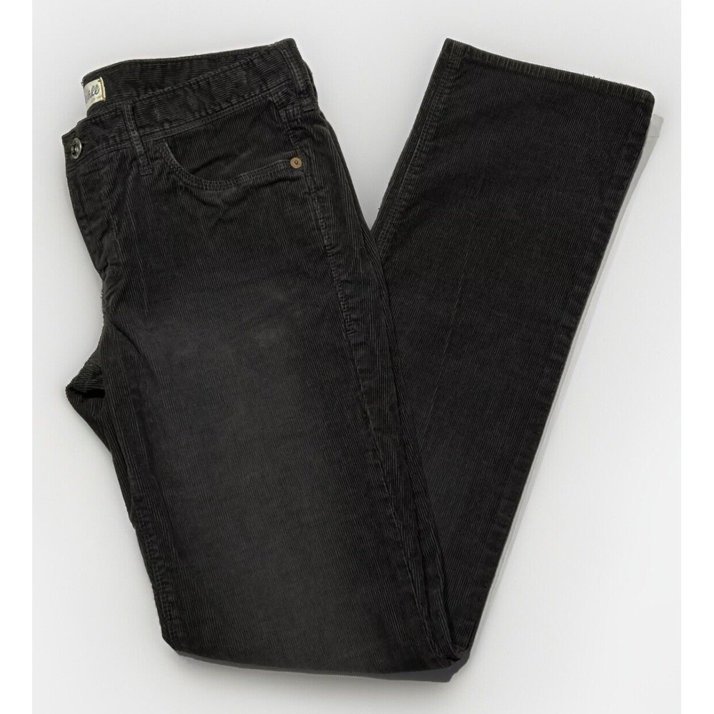 Madewell Gray/faded Black Rail Straight Leg Corduroy Jeans Pants Womens 28x32